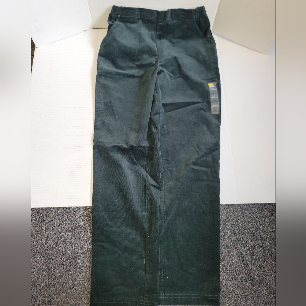 CROFT & BARROW Women Green Stretch High Rise Logo Straight Leg Pants Size M